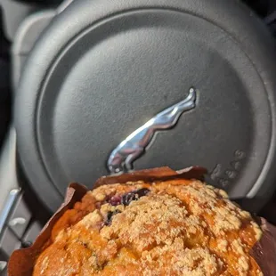 Blueberry muffin for the drive home... Flaky not a great idea lol