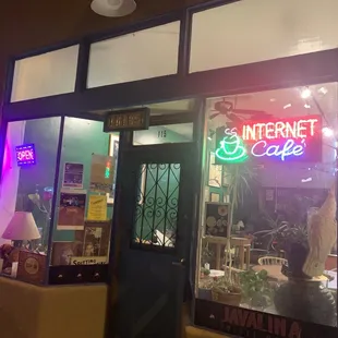 the entrance to the cafe