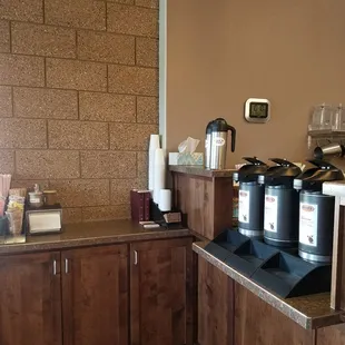 a coffee machine and counter