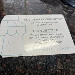 Customer pricing notice