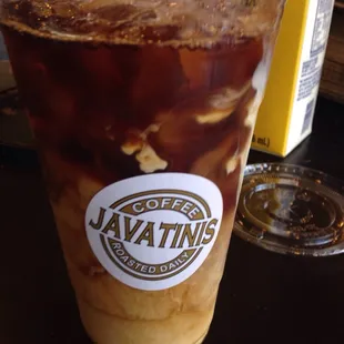 Iced coffee - look at how artistic I am with the cream still assimilating with the coffee!