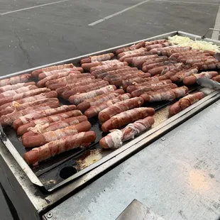 Bacon wrapped hotdogs