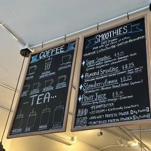 Coffee &amp; Smoothies menu Jan 2024