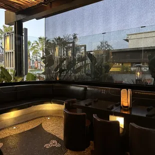Patio area with heaters