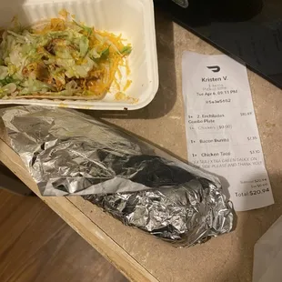 a burrito and a salad