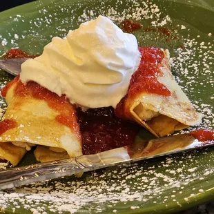 Strawberry crepes - attacked before I snap this!