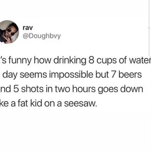 a tweet with a picture of a man drinking