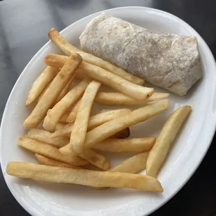 My son got his basic beef burrito with French fries
