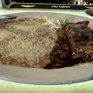 Enchilada al pastor with mole sauce