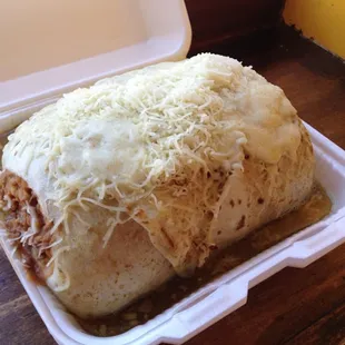 This is a Chili Verde Hungry Man burrito! It is GIGANTIC and is very good!! Some of the best Chili Verde I have had!