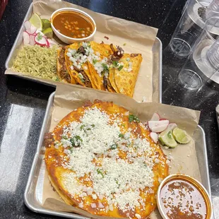 Birria Taco Platter and Quesabirria Pizza