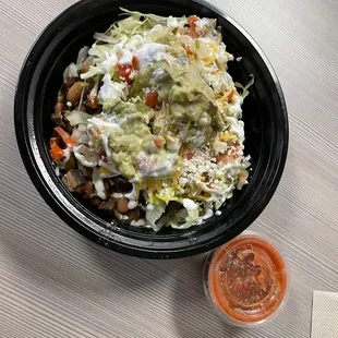 a bowl of mexican food