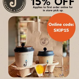 For your first online order on our website use SKIP 15, for 15% off your order.