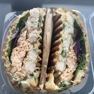 Grilled Salmon and Shrimp Sandwich