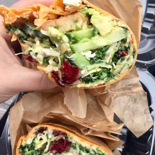 Sweet shrimp kale wrap. Delicious