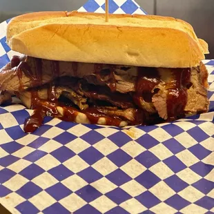 Jawbone Famously Tri-Tip Sandwich with BBQ Sauce