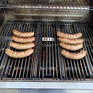 Jaworski&apos;s Sicilian sausages grilled all the way down in Daytona Beach Shores.
