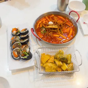 Jaws Topokki Soup, Deep Fried Set, Bulgogi Gimbap