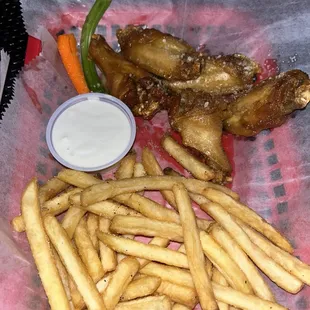 Garlic Parmesan wings and fries