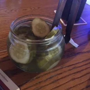 The amazing pickles at Jax are served with every meal.
