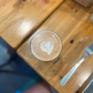 a latte in a glass