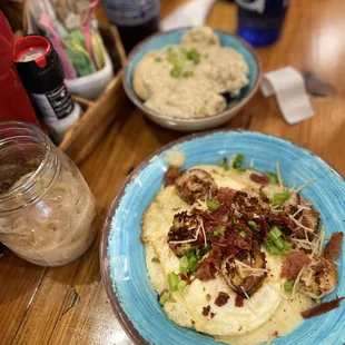 Shrimp &amp; grits and a side of biscuits &amp; gravy