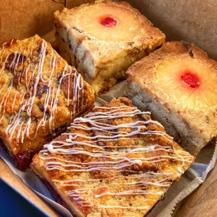 Pineapple upside down bread pudding and mixed berry bread pudding