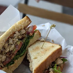 Chicken, bacon, avocado sandwich on African sweet bread