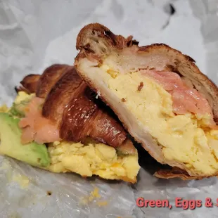 Green Eggs and Sam (Salmon)...on Croissant ($8.99)