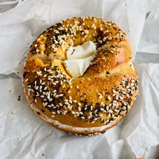 Everything Bagel with cream cheese