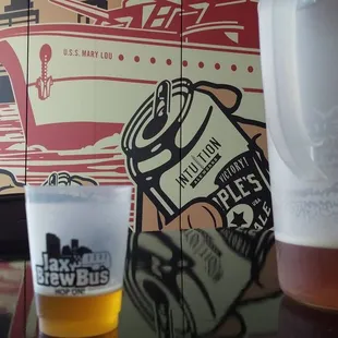 two cups of beer on a table