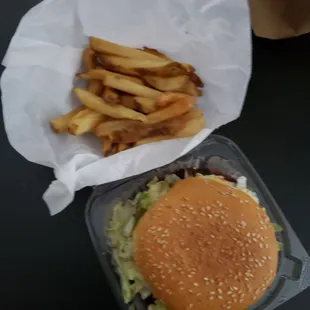 Nice sized burger. Skimpy on the fries.