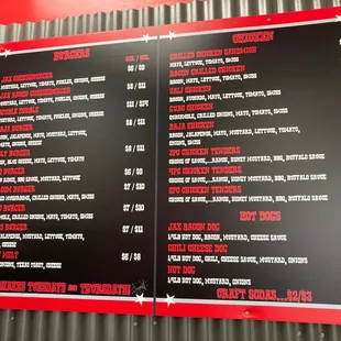 Updated menu