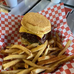 barbecue burger (not the bbq burger) im not sure what the exact name is but it&apos;s barbecue something lol.