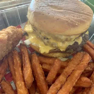 1/3 lb. double burger with sweet potato fries