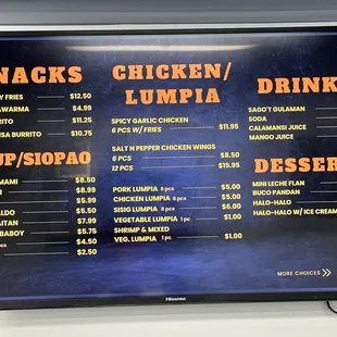 menu