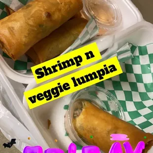 Lunch shrimp n veggie lumpia&apos;s $1 each yummy