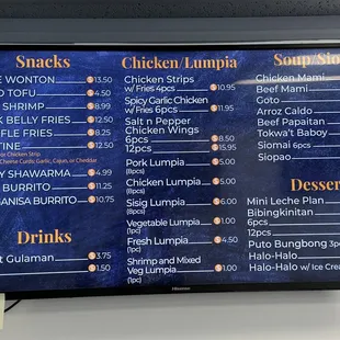 menu