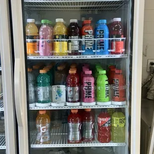 Drinks in the fridge. They also have coffee / cappuccinos / and a few other hot drinks made behind the counter.