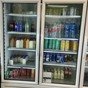 Drinks in the fridge. They also have coffee / cappuccinos / and a few other hot drinks made behind the counter.