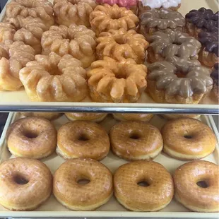 a variety of doughnuts on display
