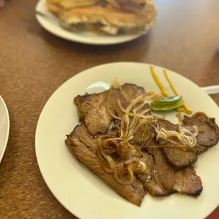 two plates of food on a table