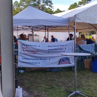 Menu for outside kitchen