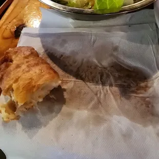 This is the fish sitting on a napkin.  You can see the amount of grease that came out of that piece.