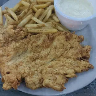 Country fried chicken. It was moist could use a bit more flavor.