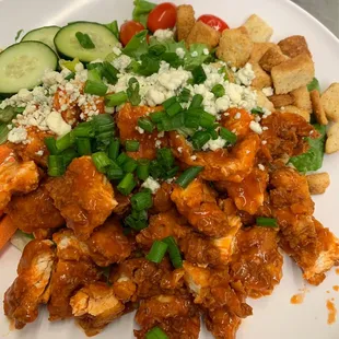 Buffalo chicken salad with blue cheese crumbles