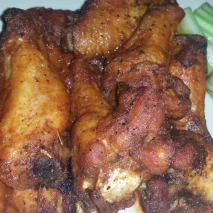 Buffalo wings, medium hot sauce.