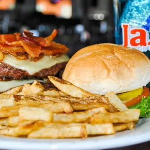a burger and french fries