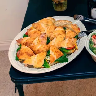 two plates of food on a table