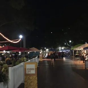 a busy street at night